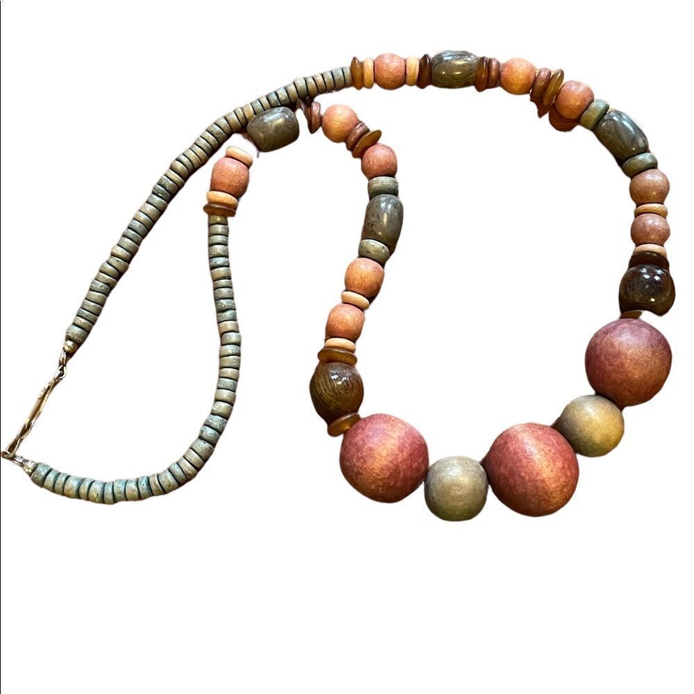 Gorgeous earth tone wood like beads necklace